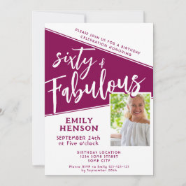 Invitación 60 y fabuloso guión Magenta foto 60 cumpleaños