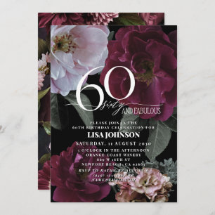 Invitación 60 y Fabuloso Moody Moody Borgoña Rosa