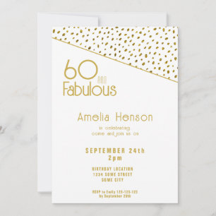 Invitación 60 y fabuloso Purpurina de oro 60 cumpleaños