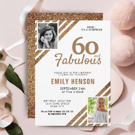 Invitación 60 y Fabulous Gold Purpurina 2 Photo 60th Birthday