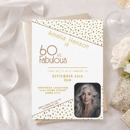 Invitación 60 y Fabulous Gold Purpurina Photo 60th Birthday