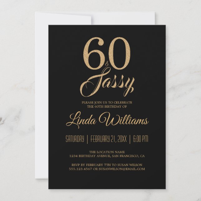 Invitación 60 y la dura fiesta de cumpleaños 60 del Oro Negro (Anverso)