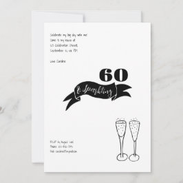 Invitación 60 y mano esparcido negro y blanco
