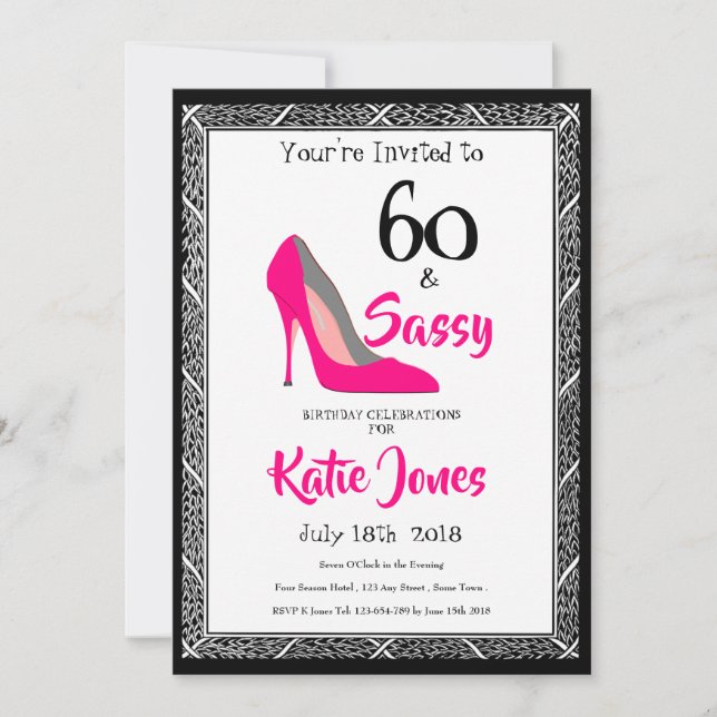 Invitación 60 y Sassy Cumpleaños 60 (Anverso)