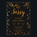 Invitación 60 y Sassy Cumpleaños 60 Negro | Falso Oro<br><div class="desc">60 y Sassy Cumpleaños 60 Negro | Diseño de Fiesta de Cumpleaños con Brillo de Falso Oro. Esta es una plantilla lista para que agregues los detalles de tu fiesta. Si deseas cambiar el color o estilo de la fuente o el color de fondo, haz clic en personalizar más al...</div>