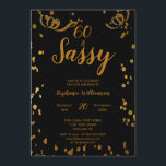 Invitación 60 y Sassy Cumpleaños 60 Negro | Falso Oro<br><div class="desc">60 y Sassy Cumpleaños 60 Negro | Diseño de Fiesta de Cumpleaños con Brillo de Falso Oro. Esta es una plantilla lista para que agregues los detalles de tu fiesta. Si deseas cambiar el color o estilo de la fuente o el color de fondo, haz clic en personalizar más al...</div>