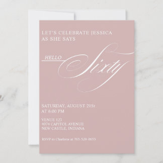 Invitación 60th Birthday Caligraphy Modern Elegant
