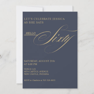 Invitación 60th Birthday Caligraphy Modern Elegant