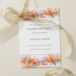 Invitación 60th Birthday Fall Leaves and Gold Celebration