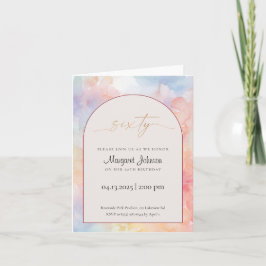 Invitación 60th Birthday Invitation | Pastel Watercolor Gold 