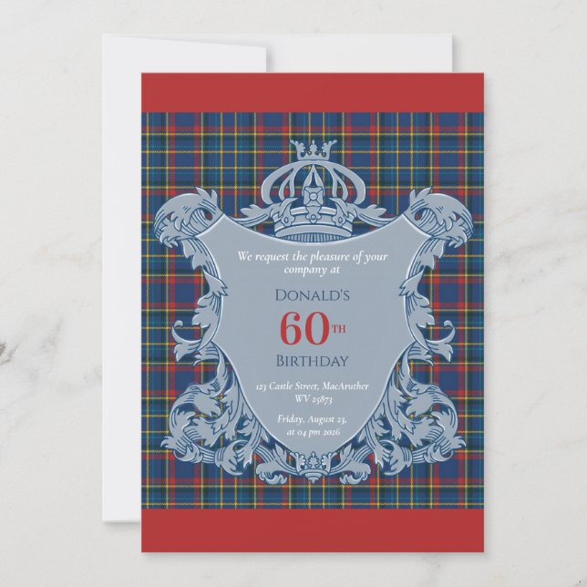Invitación 60th Birthday Scotsman & his Castle (Anverso)