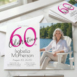 Invitación 60th Celebration Minimal Pink 60th Birthday<br><div class="desc">A beautiful,  minimal pink and black modern 60th birthday photo invitation you can personalize and send out for your sixtieth birthday party celebration. The words "60th Celebration" are set using popular typography and the text and their colors can be changed using the edit menu.</div>
