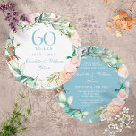 Invitación 60th Diamond Wedding Anniversary Country Roses<br><div class="desc">Featuring a delicate watercolour floral garland,  this chic botanical 60th / 75th wedding anniversary invitation can be personalised with your special diamond/ platinum anniversary information. The reverse features a matching floral garland framing your anniversary dates in elegant white text on a diamond blue background. Designed by Thisisnotme©</div>