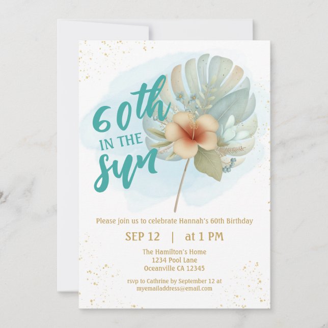 Invitación 60th In The Sun Summer Birthday Invitation (Anverso)