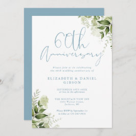 Invitación 60th Wedding Anniversary Greenery Floral