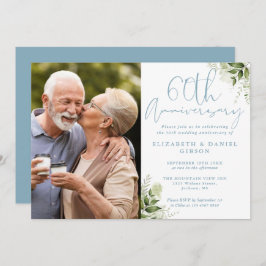 Invitación 60th Wedding Anniversary Greenery Floral Photo