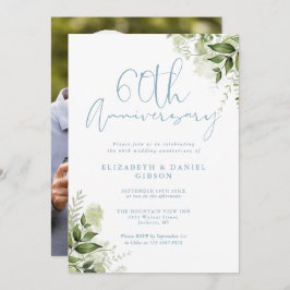 Invitación 60th Wedding Anniversary Greenery Floral Photo