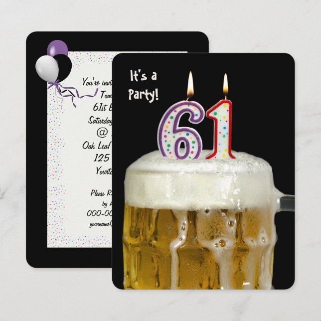 Invitación 61.ª Fiesta de Cervezas de Cumpleaños (Anverso / Reverso)