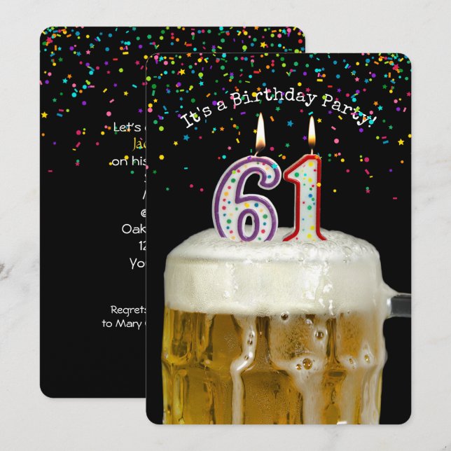Invitación 61.ª Fiesta de Cervezas de Cumpleaños (Anverso / Reverso)