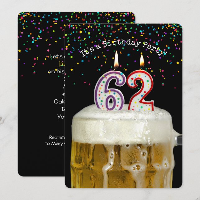 Invitación 62.ª Fiesta de Cervezas de Cumpleaños (Anverso / Reverso)