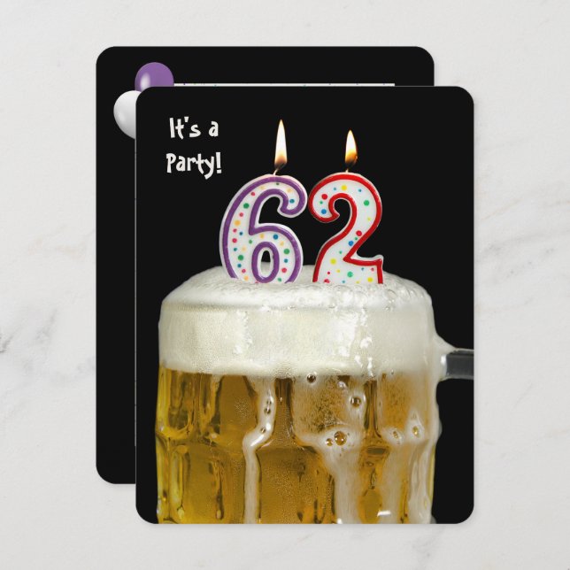 Invitación 62.ª Fiesta de Cervezas de Cumpleaños (Anverso / Reverso)