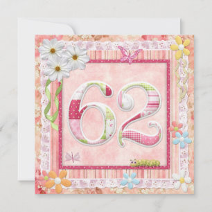 Invitación 62.ª fiesta de cumpleaños estilo scrapbooking