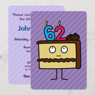 Invitación 62.ª tarta de cumpleaños con velas
