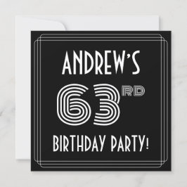 Invitación 63rd Birthday Party: Art Deco Style w/ Custom Name