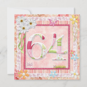 Invitación 64.ª fiesta de cumpleaños estilo scrapbooking