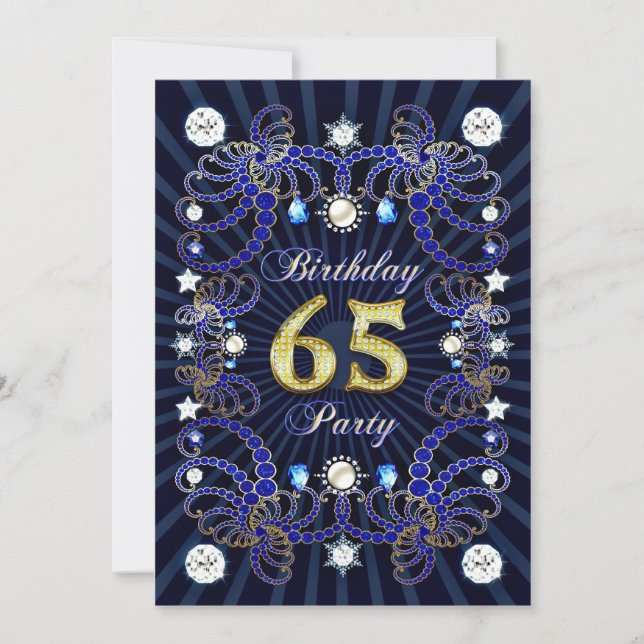 Invitación 65ª fiesta de cumpleaños con masas de joyas (Anverso)