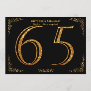 Invitación 65ª fiesta de cumpleaños, Gatsby styl, purpurina d