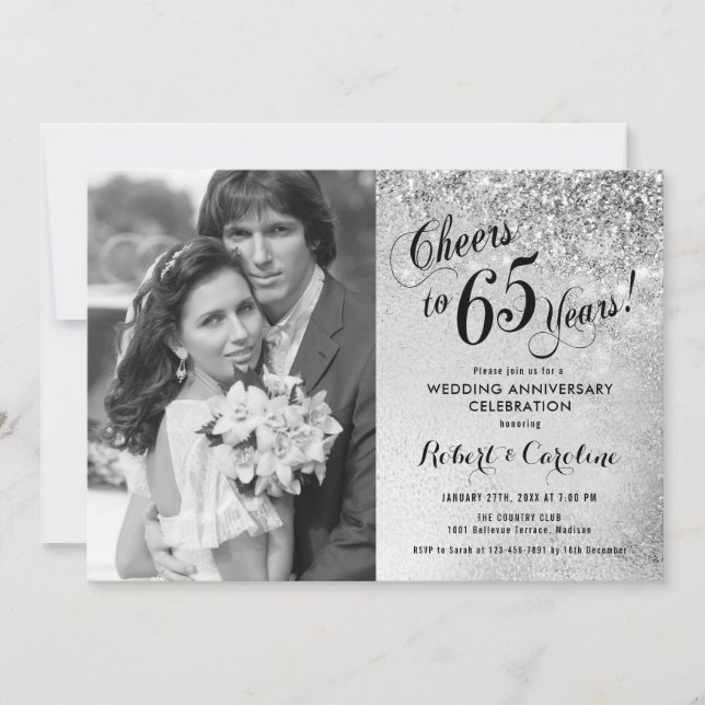 Invitación 65º Aniversario con Foto - Plata (Anverso)
