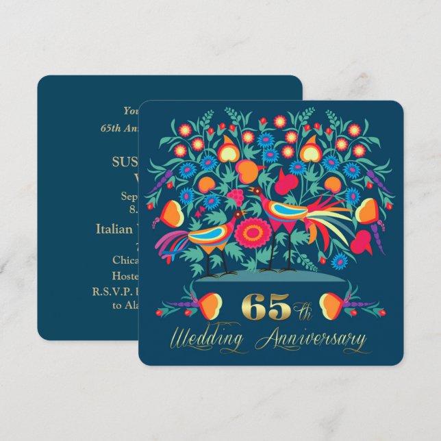 Invitación 65º Aniversario de Boda Arte Popular (Anverso / Reverso)