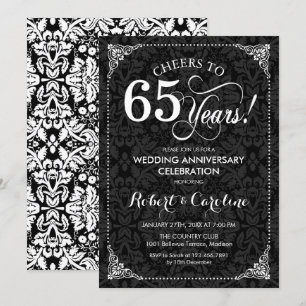 Invitación 65º Aniversario de Boda - Damasco Blanco Negro