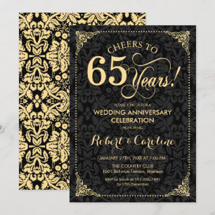 Invitación 65º Aniversario de Boda - Damasco Negro Oro