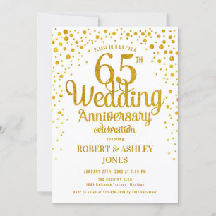 Invitación 65º Aniversario de Boda - Oro y Blanco