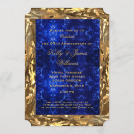 Invitación 65º Aniversario de Boda Oro Zafiro Azul Chic