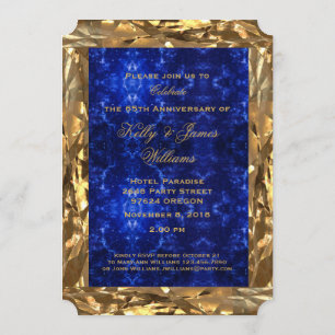 Invitación 65º Aniversario de Boda Oro Zafiro Azul Chic