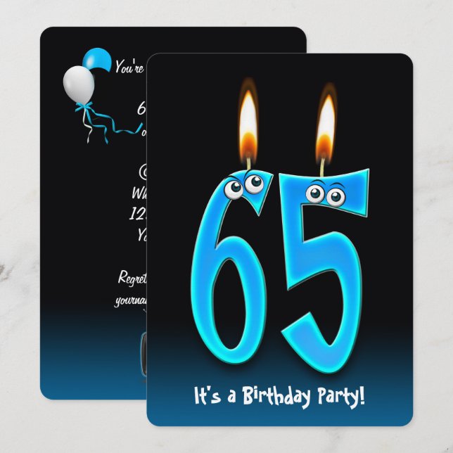 Invitación 65.ª fiesta de cumpleaños con ojos (Anverso / Reverso)