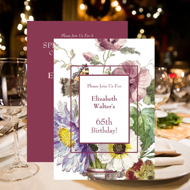Invitación 65.ª Fiesta Floral (65th Birthday Party Floral Invitation)