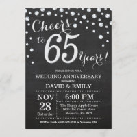 65.º Boda Aniversario Chalkboard Plata negra