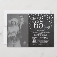 65.º Boda Aniversario Chalkboard Plata negra