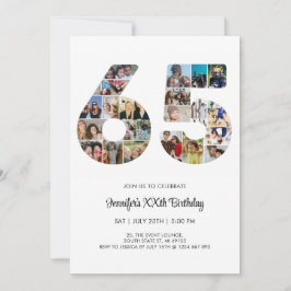 Invitación 65.º Collage de fotos de cumpleaños número 65 Pers