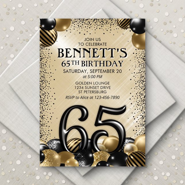 Invitación 65.º cumpleaños de oro negro (Subido por el creador)