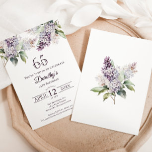Invitación 65.º cumpleaños Flor Lilac Purple Spring