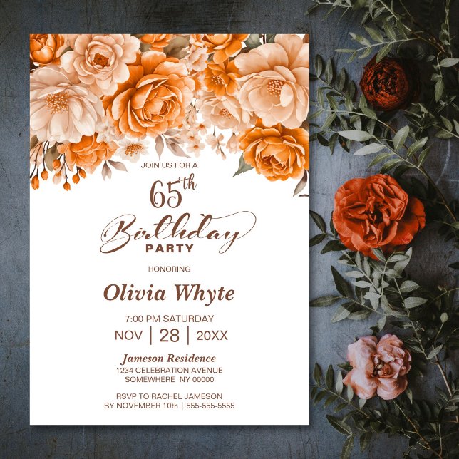 Invitación 65.º Rosa de cumpleaños Fiesta floral (Subido por el creador)