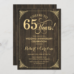 Invitación 65° Aniversario Boda - Madera de oro