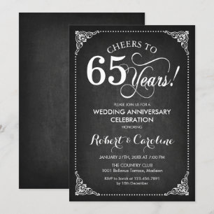 Invitación 65° Aniversario del Boda - Blanco de oro