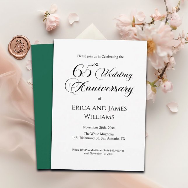 Invitación 65° Aniversario del Boda Blue Sapphire Elegante (Subido por el creador)
