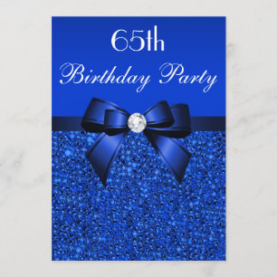 Invitación 65.o Arco y diamante de las lentejuelas del azul